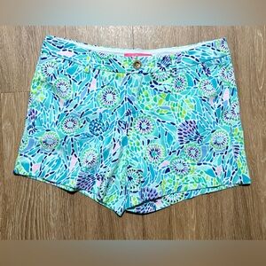 Lilly Pulitzer‎ Callahan Knit Short Blue Ibiza Open Water Sz 6 Preppy Coastal